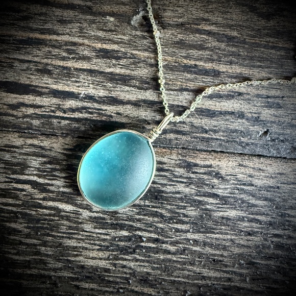 Seaglass and Sterling Silver Necklace - Picture 6 of 8